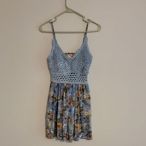 Blue Crochet Floral Dress